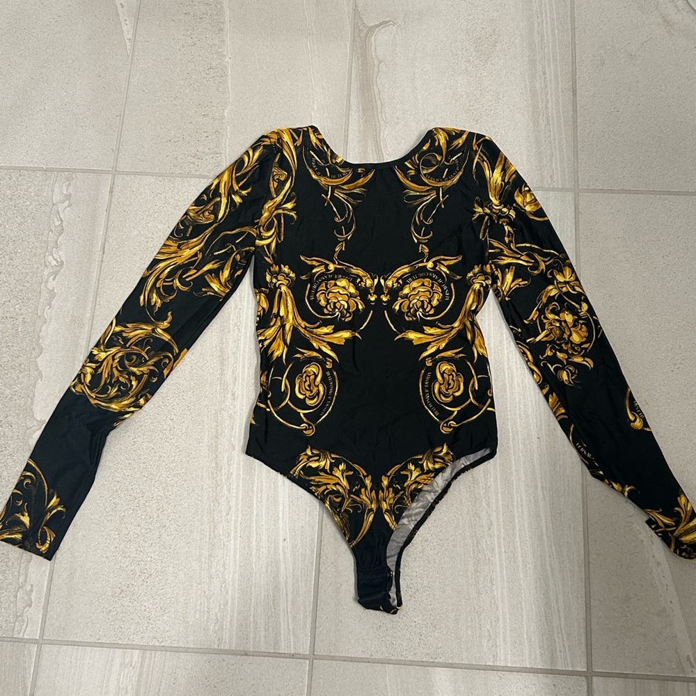 Versace Jeans Couture Black and Gold Patterned Top